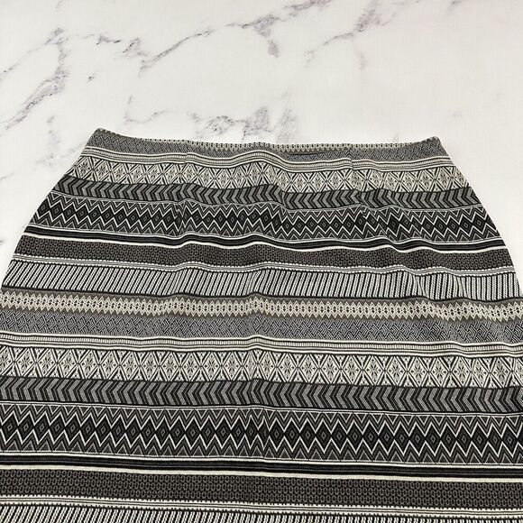 J Jill Knit Midi Skirt Size L Gray Black Stripe Pull On Side Slit Pencil Stretch - Picture 2 of 10